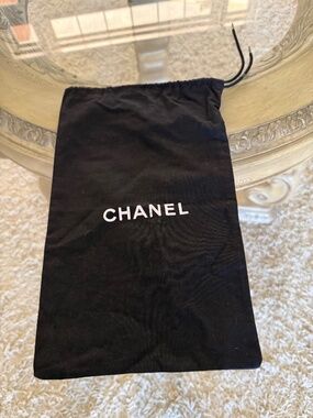 Chanel Black Cotton Drawstring Dust Bag Small Accessory Pouch Logo 12.5 x 7-3/4"